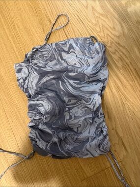 Urban Outfitters Marbled Gray Ruched Drawstring Top